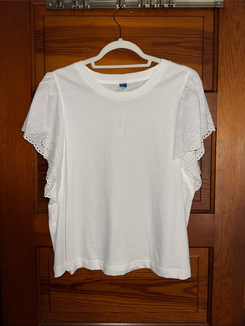 Old Navy White Eyelet Flutter-Sleeve Tee
